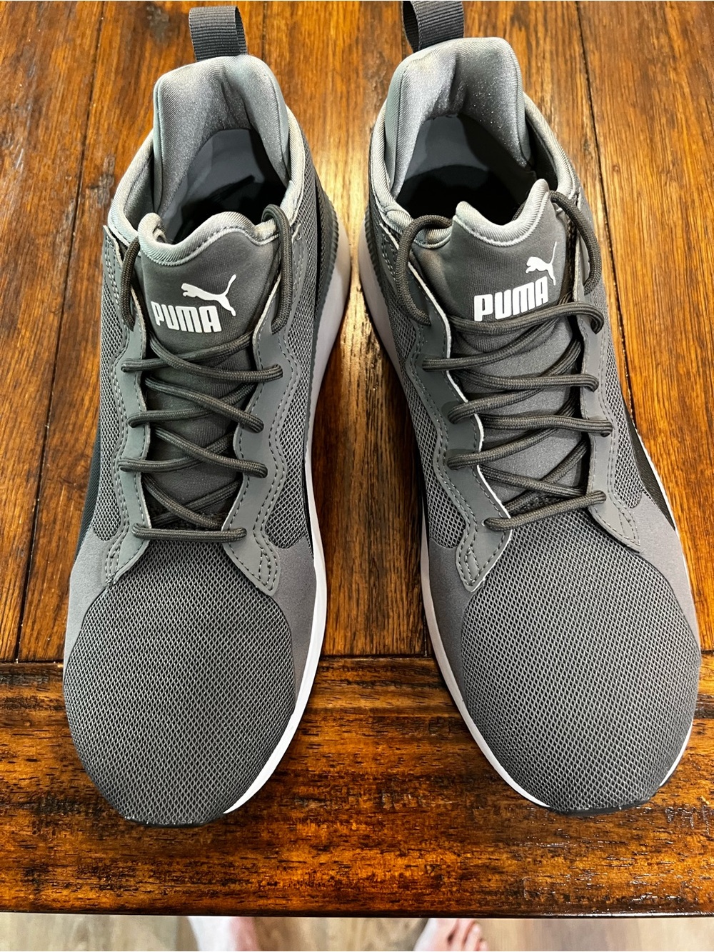 Puma Men's Gray and Black Mesh Athletic Trainers - Picture 2 of 6